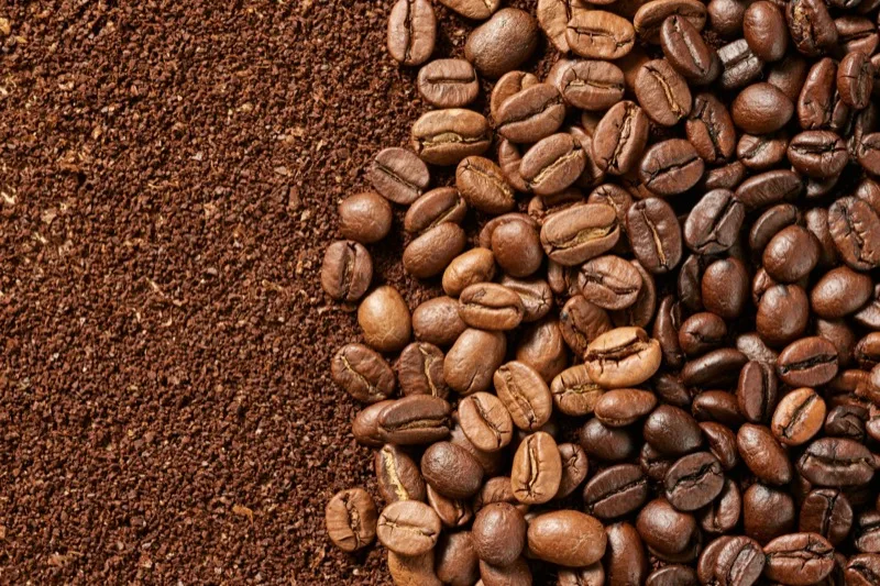 Roasted coffee beans, close up